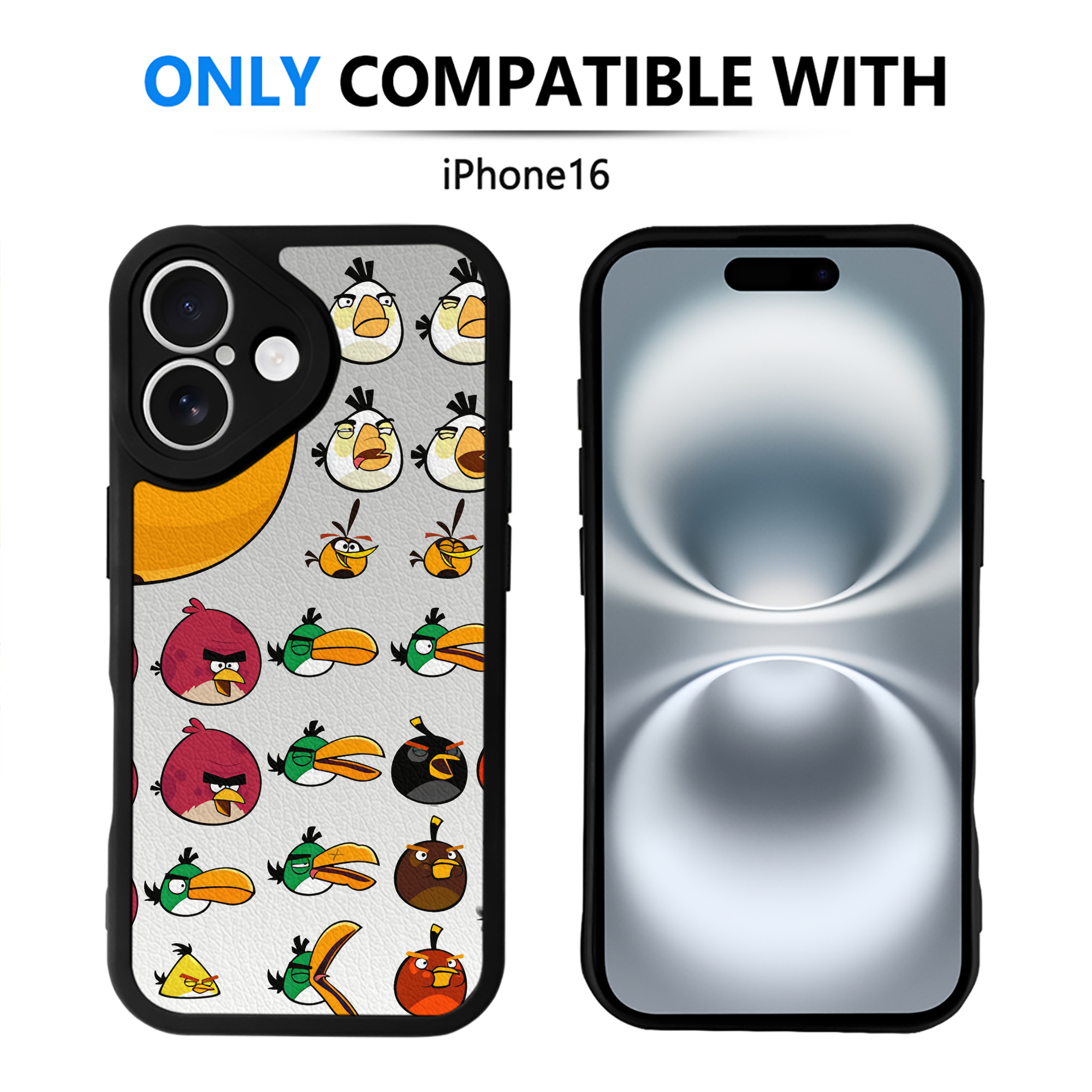 （画像用） Angry Birds アングリーバード 【iPhone 16シリーズ対応】シリコンスマホケース（レザー調） 材質：シリコン